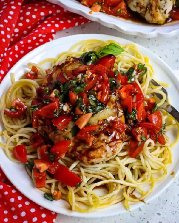Bruschetta Chicken Glass Noodle Pasta